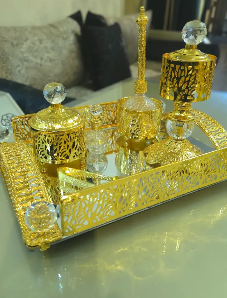 Gold Metallic Arabic Bakhoor Burner Set